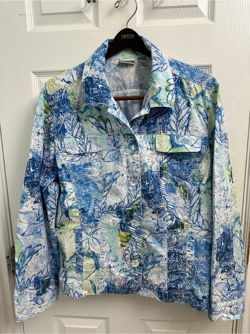 Chico’s Women’s Blue & Green Printed Jacket
